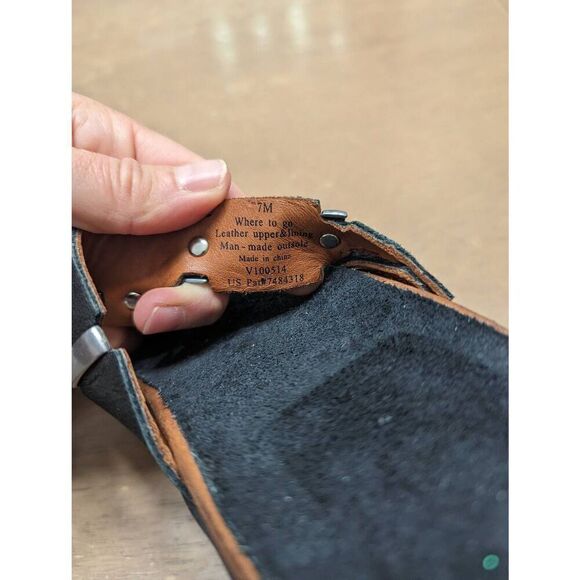 Gentle Souls Where to Go Sandals women's size 7 black flip flops leather - Picture 6 of 9